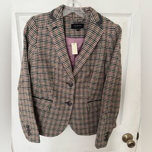 Talbots Tweed Blazer Jacket Sz 6 NWT Green Black Brown Pink Beige Plaid